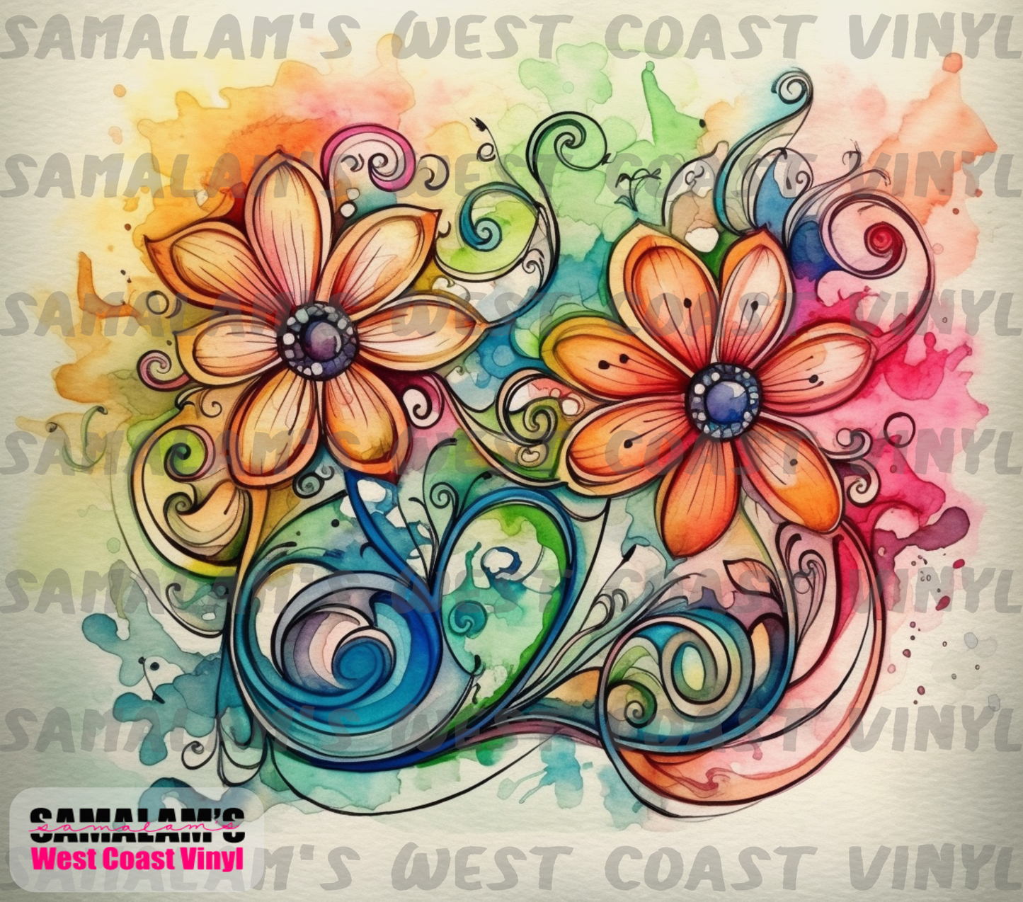 Watercolour Flowers - 15 - Tumbler Wrap