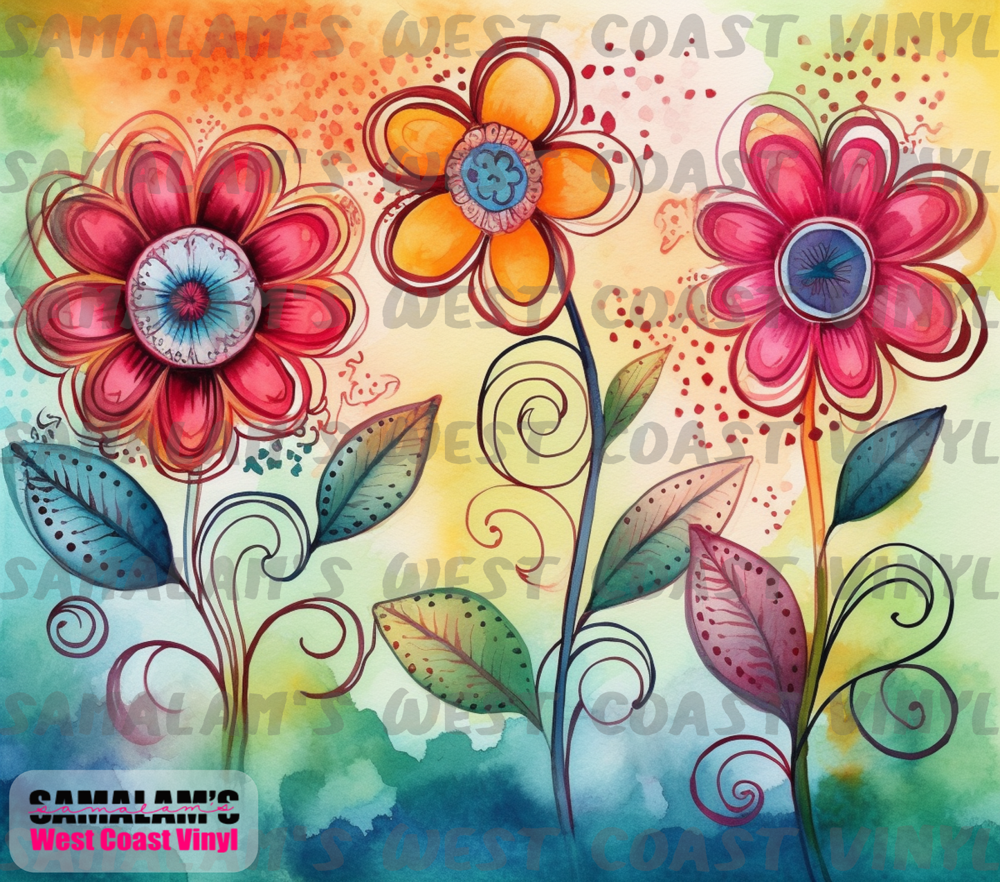 Watercolour Flowers - 2 - Tumbler Wrap
