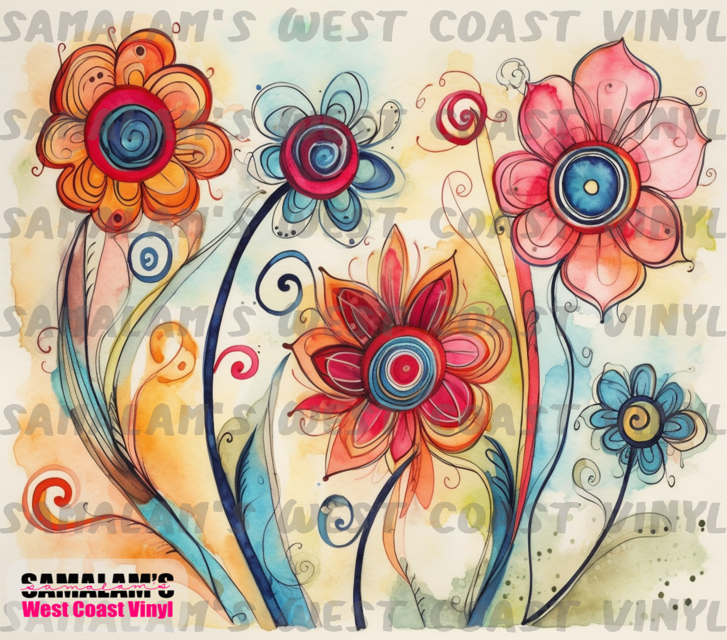 Watercolour Flowers - 3 - Tumbler Wrap