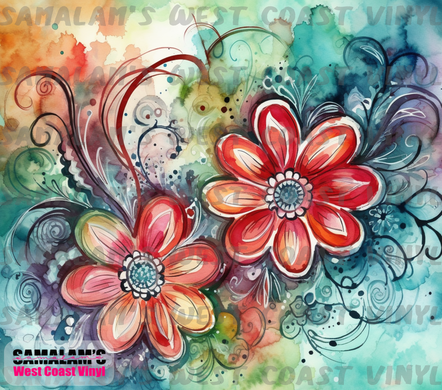 Watercolour Flowers - 4 - Tumbler Wrap