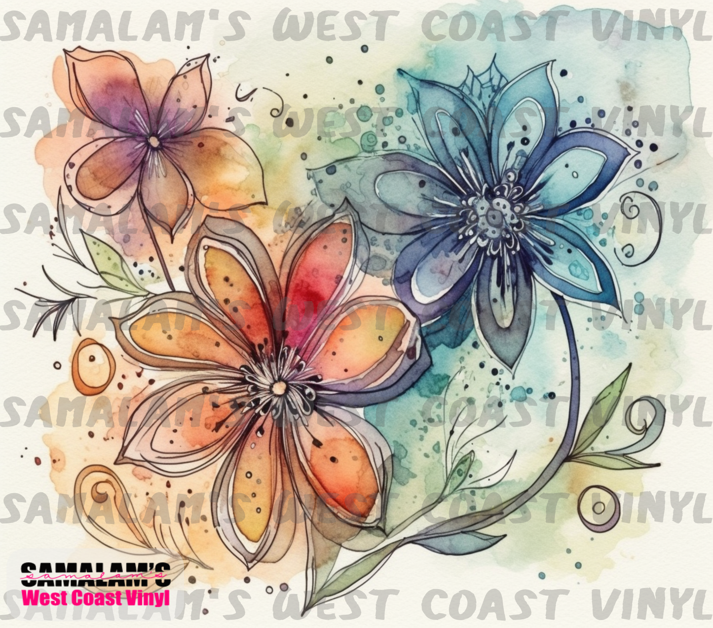 Watercolour Flowers - 5 - Tumbler Wrap