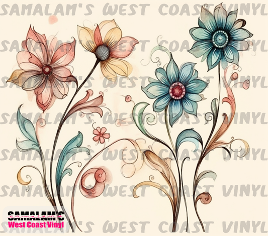 Watercolour Flowers - 6 - Tumbler Wrap