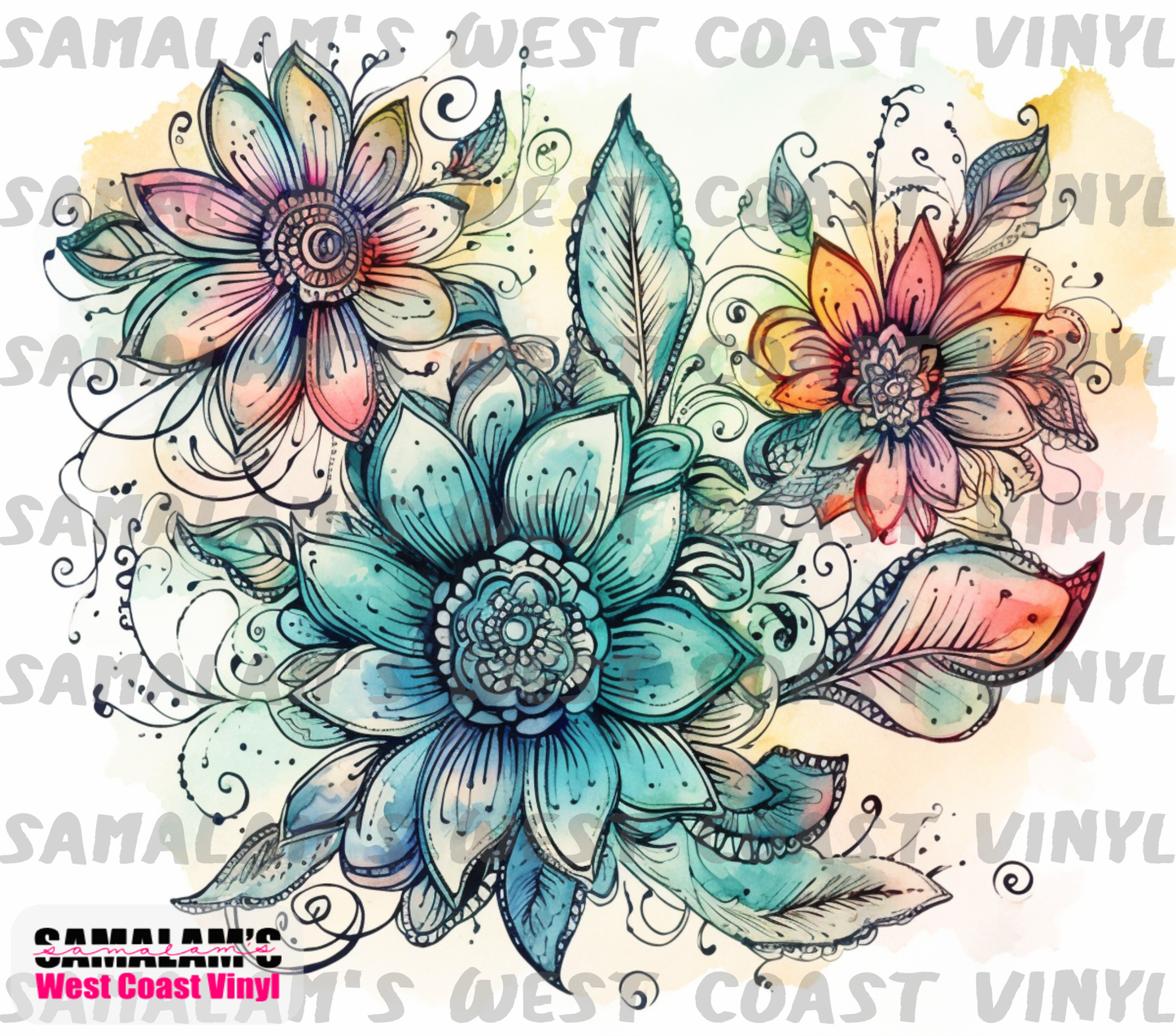Watercolour Flowers - 7 - Tumbler Wrap