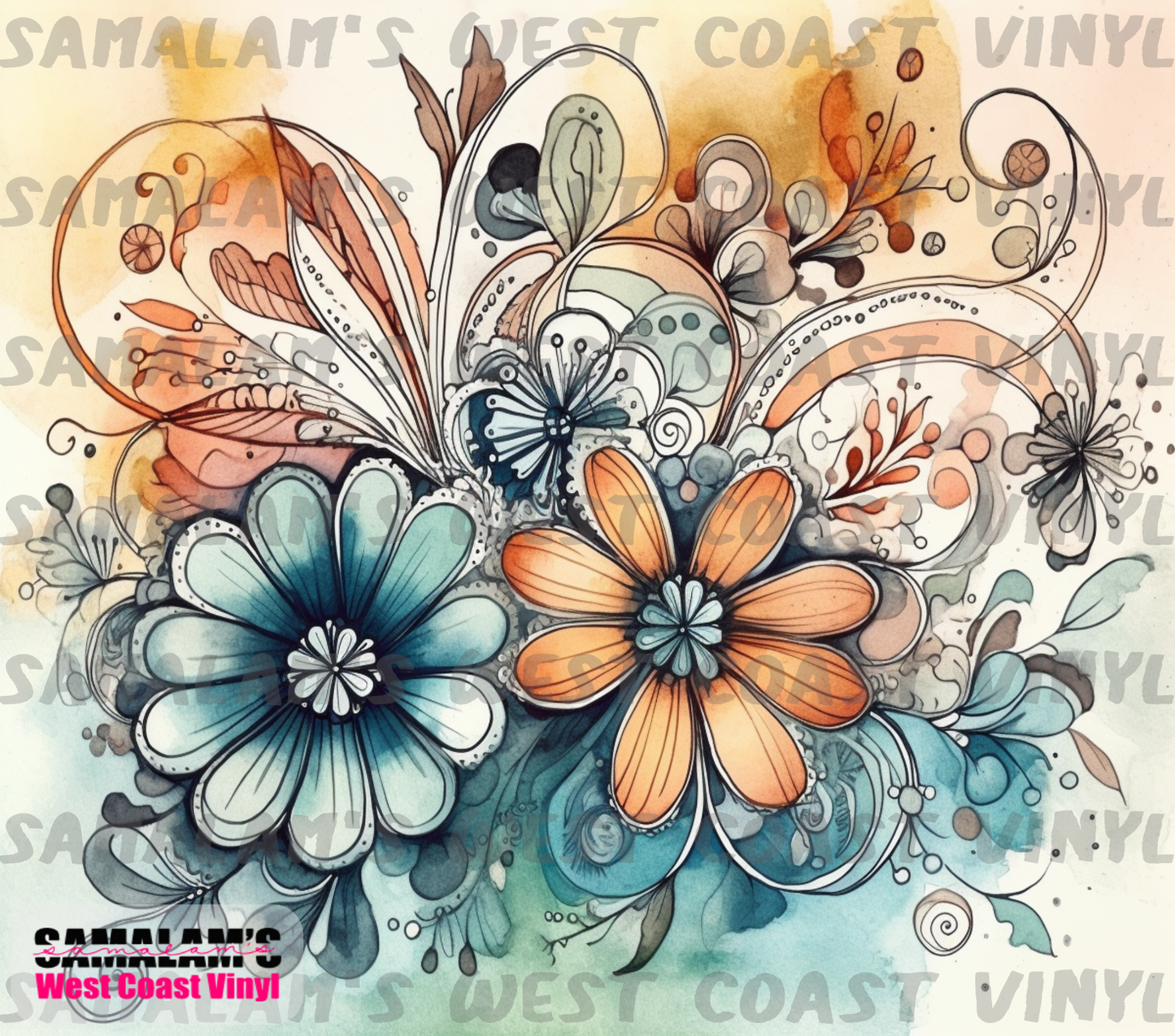 Watercolour Flowers - 8 - Tumbler Wrap