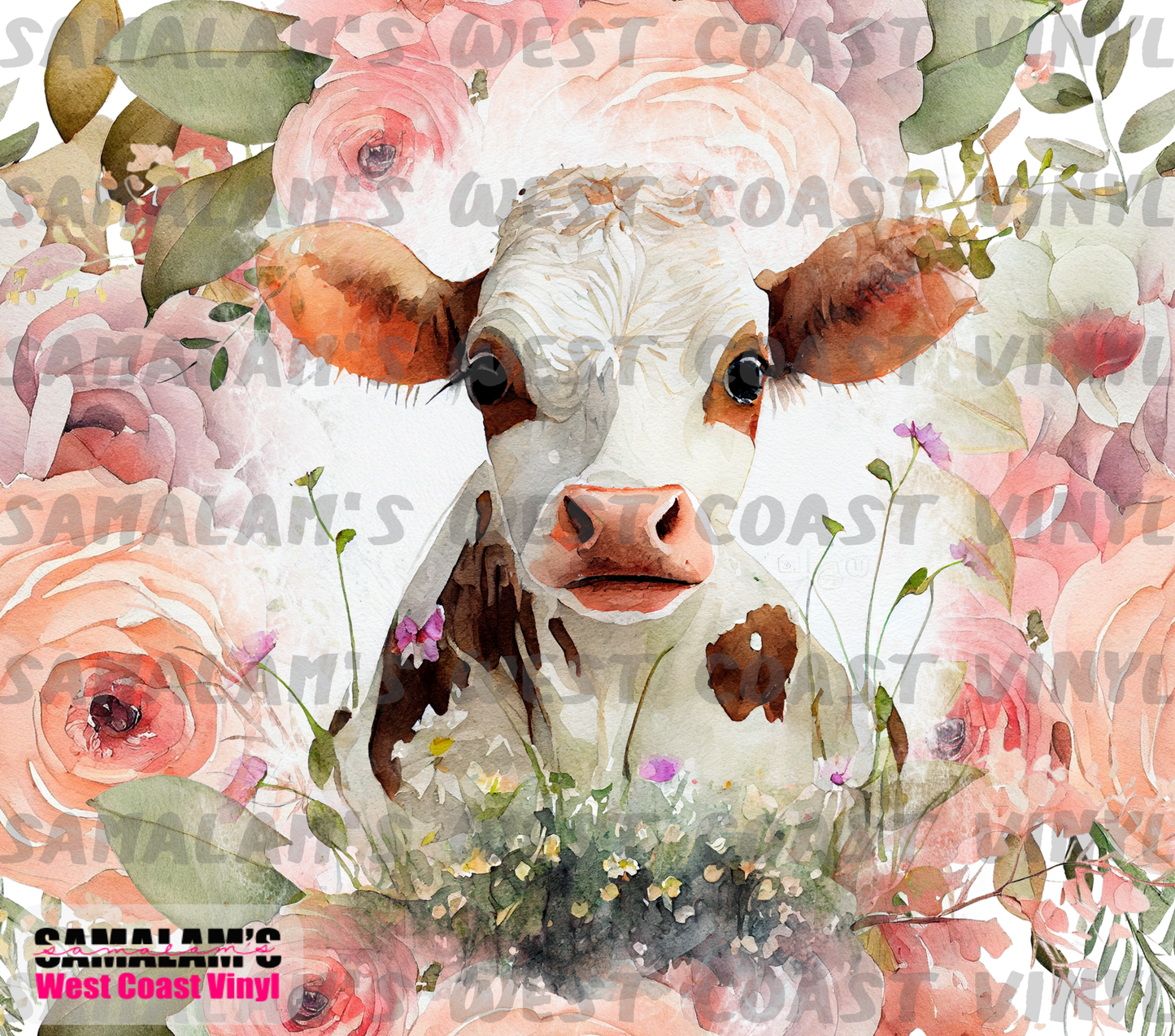 Floral Cow - Brown - Tumbler Wrap