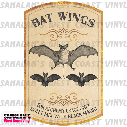 Apothecary Witch - Bat Wings - Sublimation Transfer