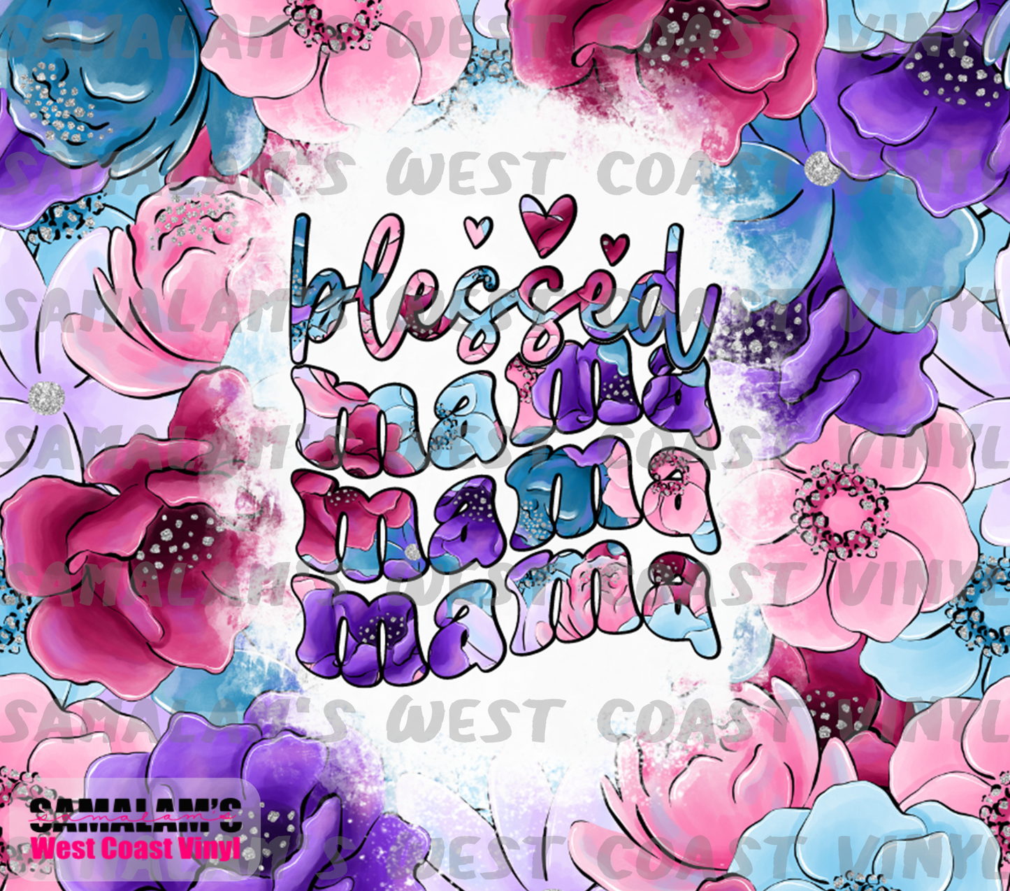 Blessed Mama - Floral - Tumbler Wrap