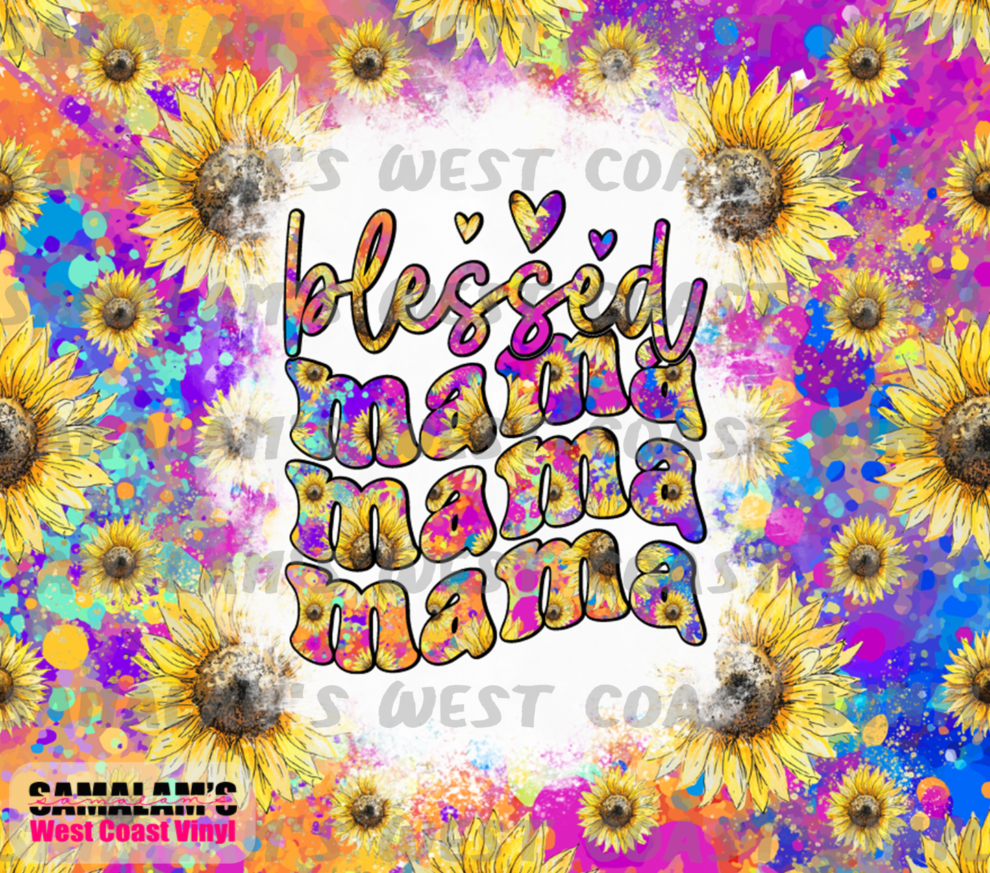 Blessed Mama - Neon Sunflower - Tumbler Wrap