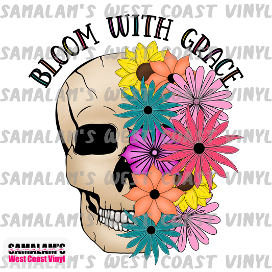 Bloom With Grace - Skull - Clear Cast Decal