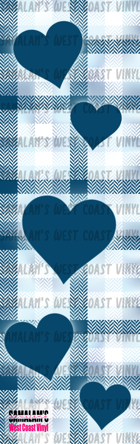 Blue Plaid with Navy Hearts - Pen Wrap