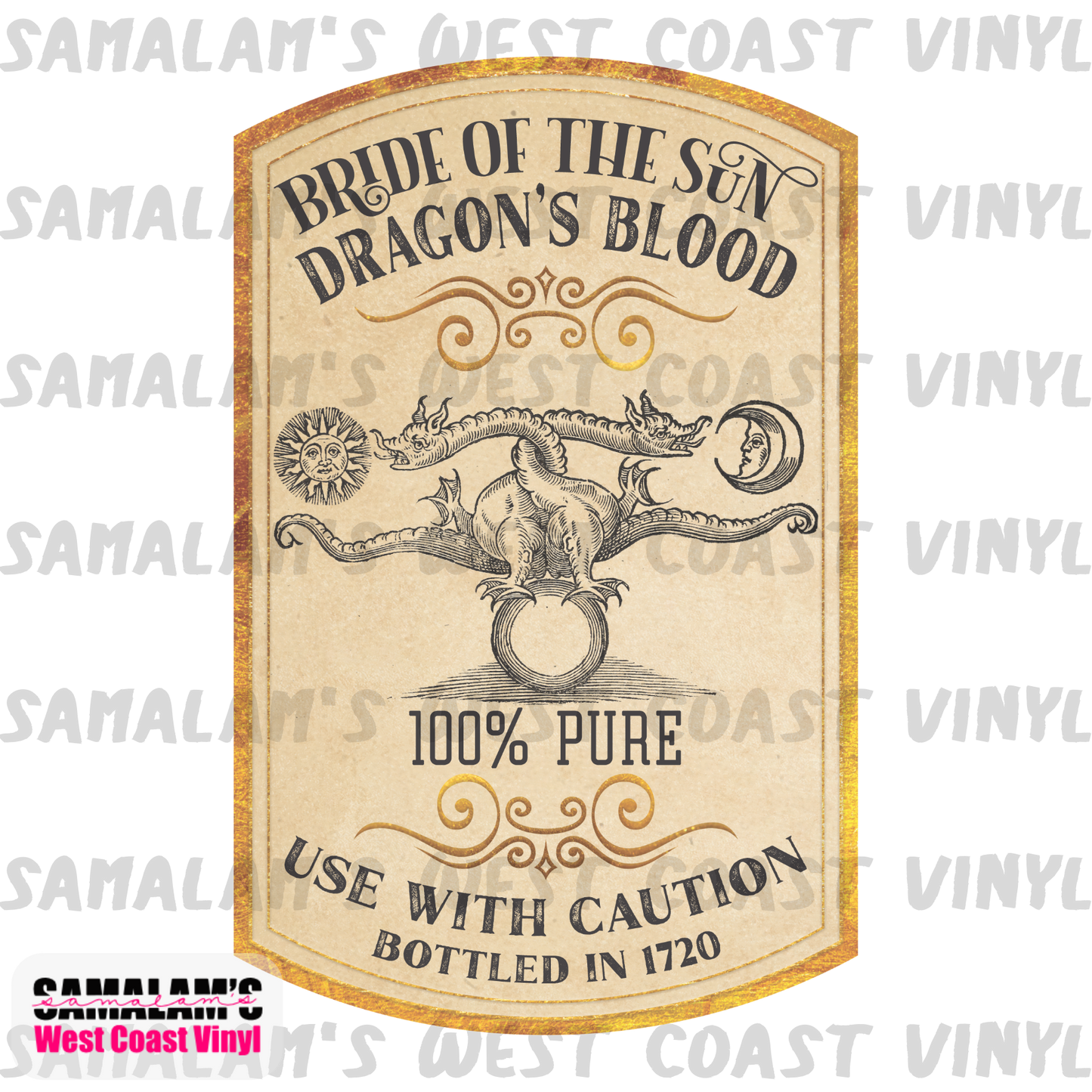 Apothecary Witch Labels - Bride of the Sun - Dragon's Blood - Clear Cast Decal