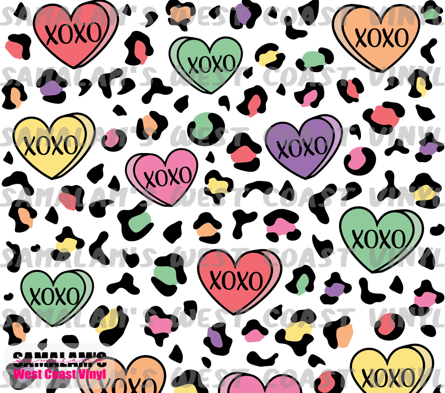 Candy Hearts - Pastel Leopard - Tumbler Wrap