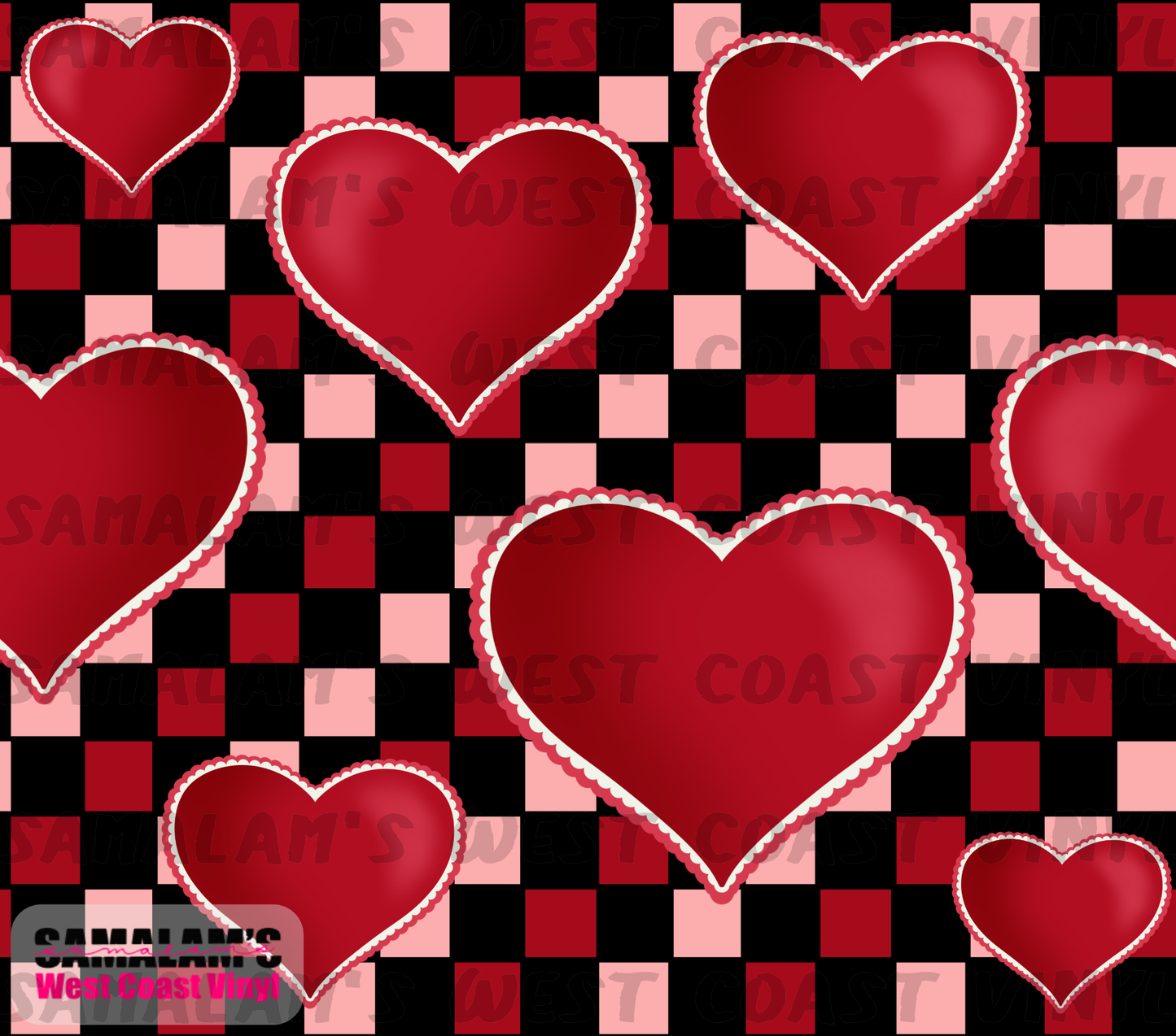 Checkered Hearts - Red & Pink - Tumbler Wrap