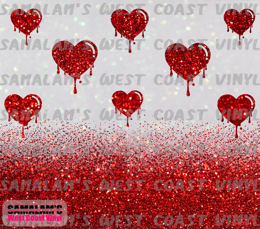 Glitter Hearts - Red - Tumbler Wrap