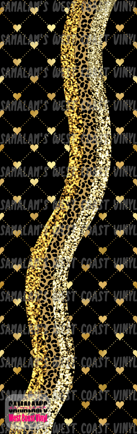 Gold Hearts - Leopard Glitter Swirl - Pen Wrap