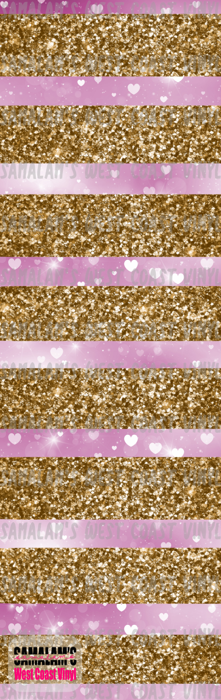 Hearts - Gold Glitter Stripes - Pen Wrap