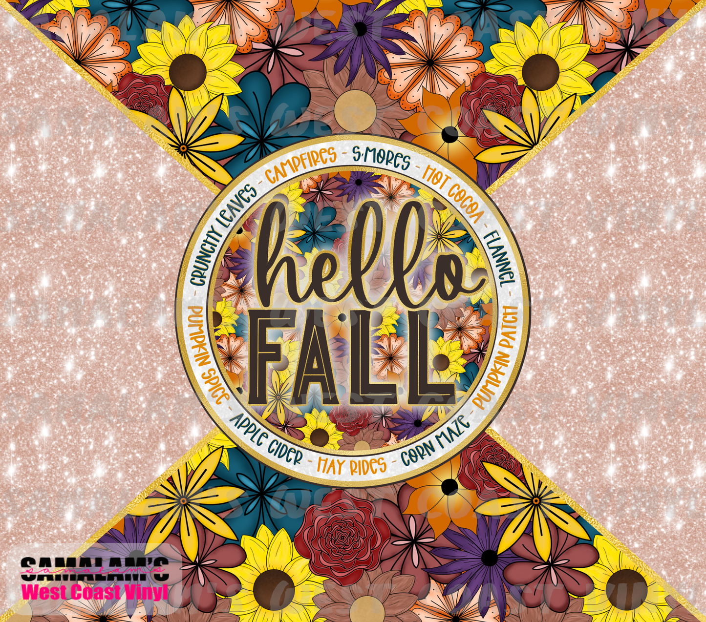 Hello Fall Floral 2 - Tumbler Wrap