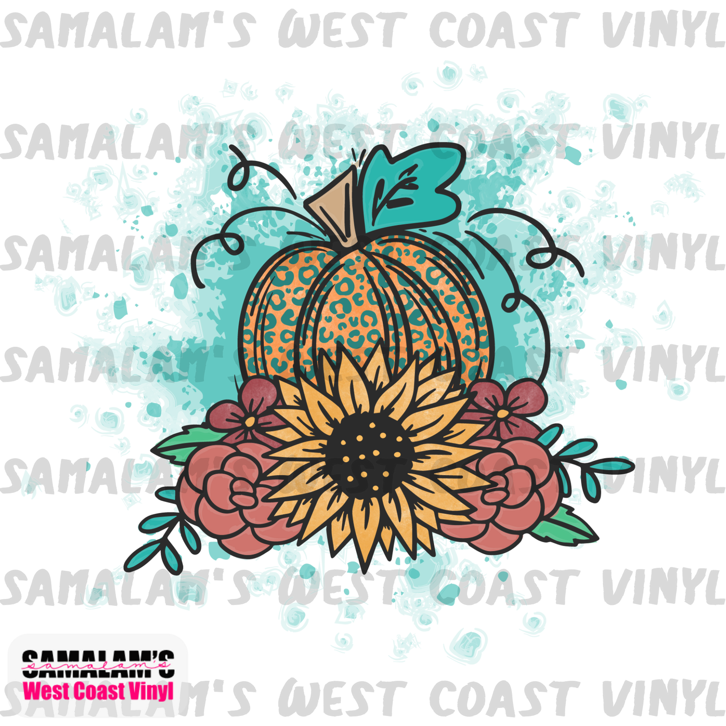 Leopard Pumpkin and Sunflowers - Clear Cast Decal