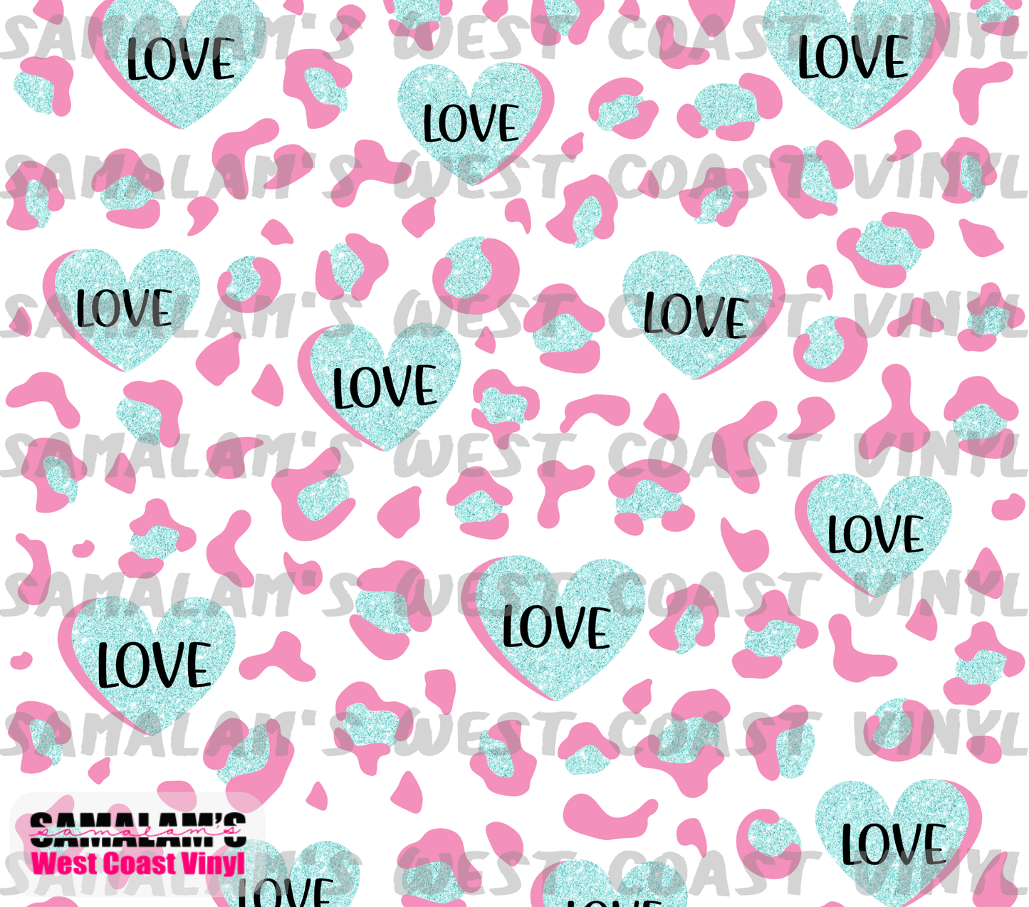 Love Hearts - Glitter Leopard - Tumbler Wrap