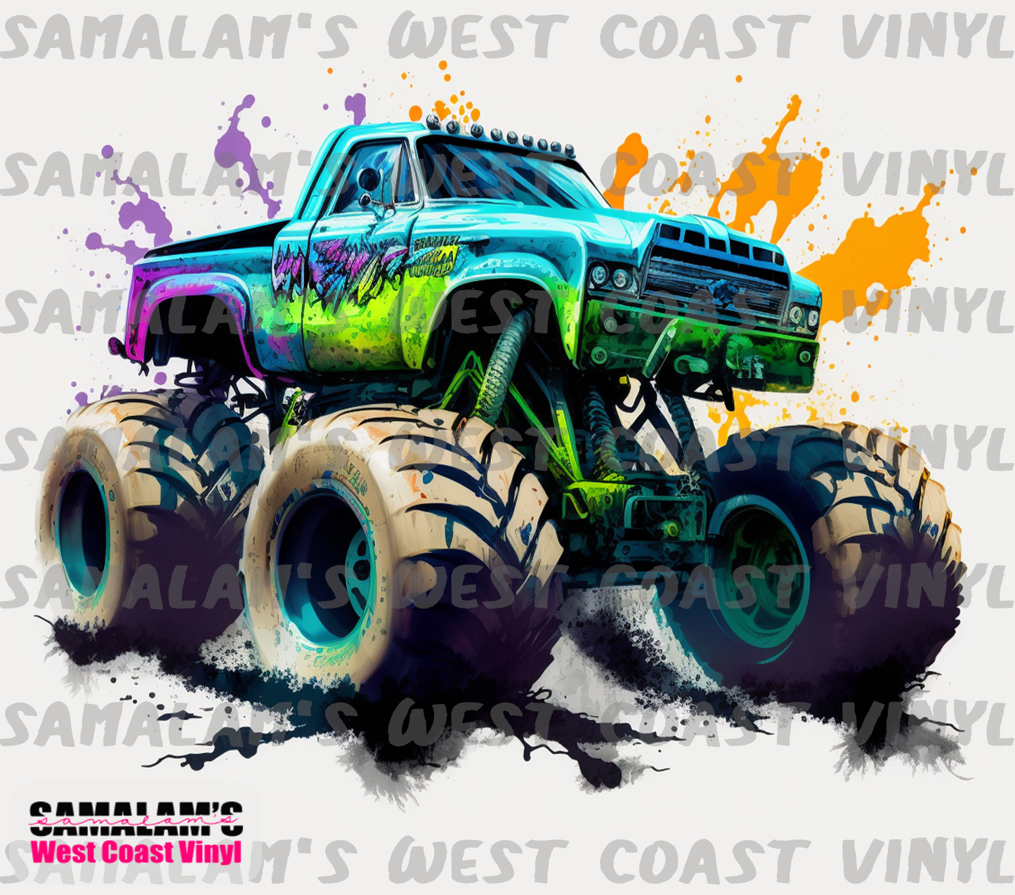 Monster Truck - Watercolour 2- Tumbler Wrap