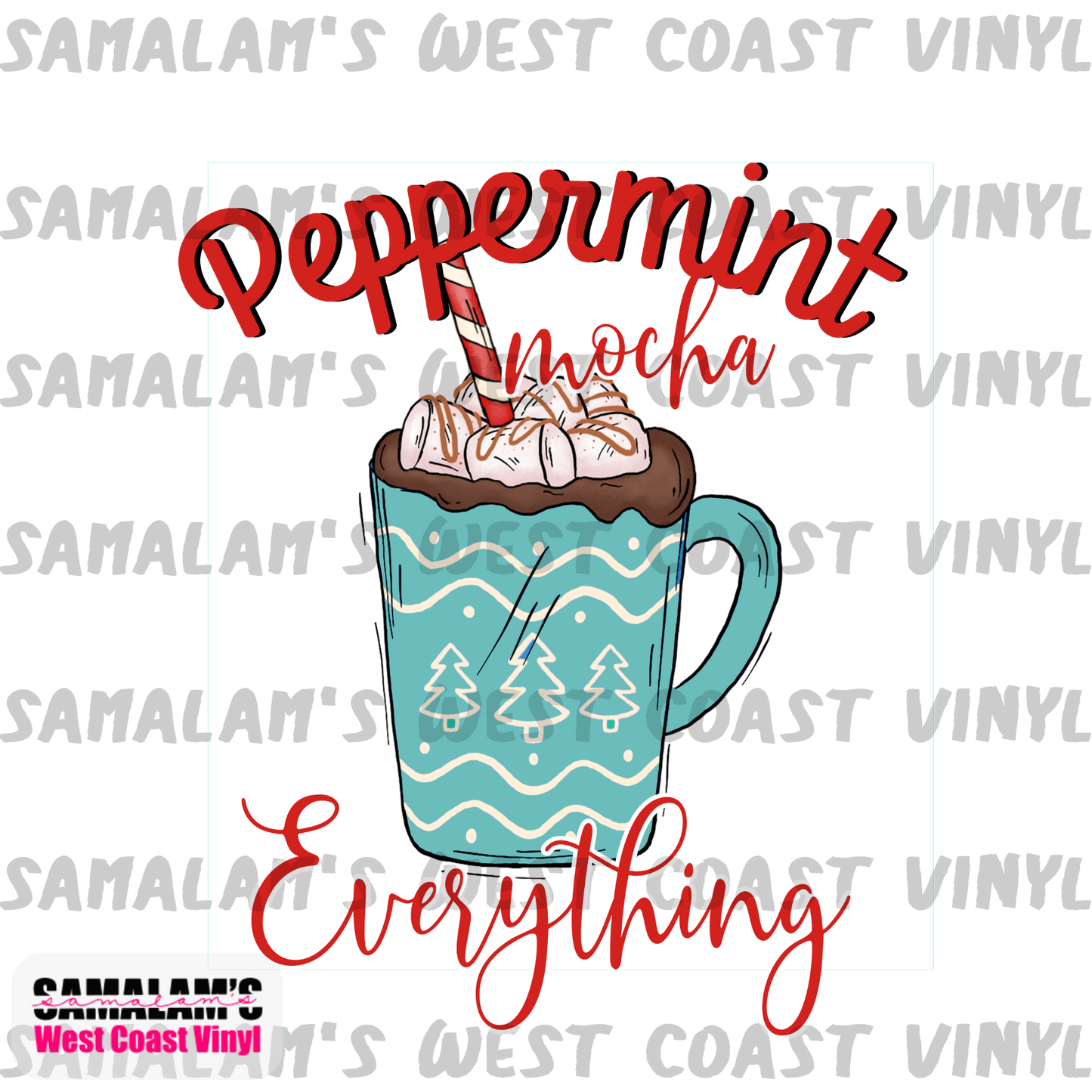 Peppermint Mocha Everything - Teal 1 - Clear Cast Decal