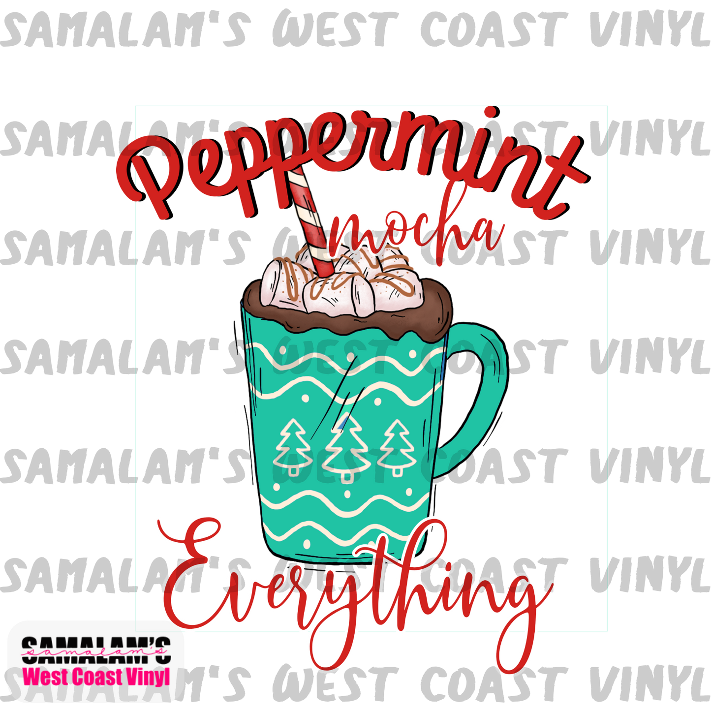 Peppermint Mocha Everything - Teal 2 - Clear Cast Decal
