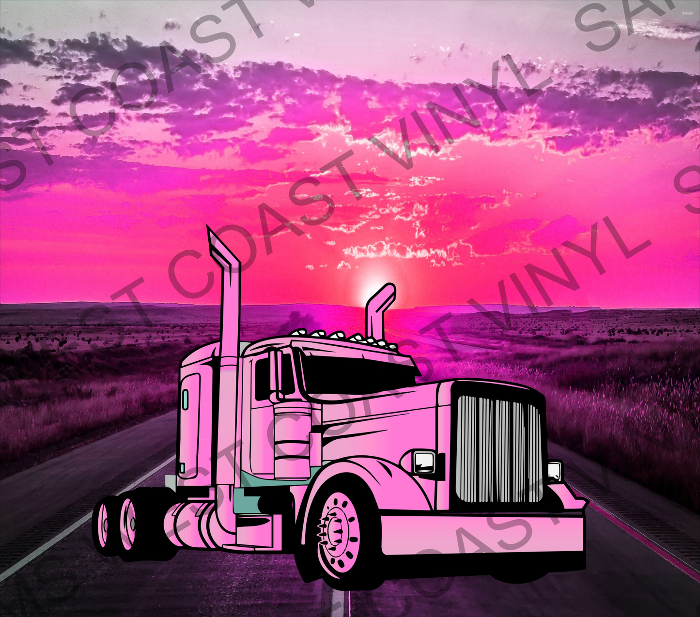 Pink Semi Truck - Tumbler Wrap