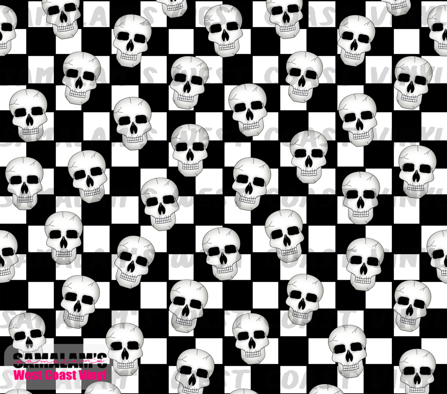 Skull Black & White Checkered - Tumbler Wrap
