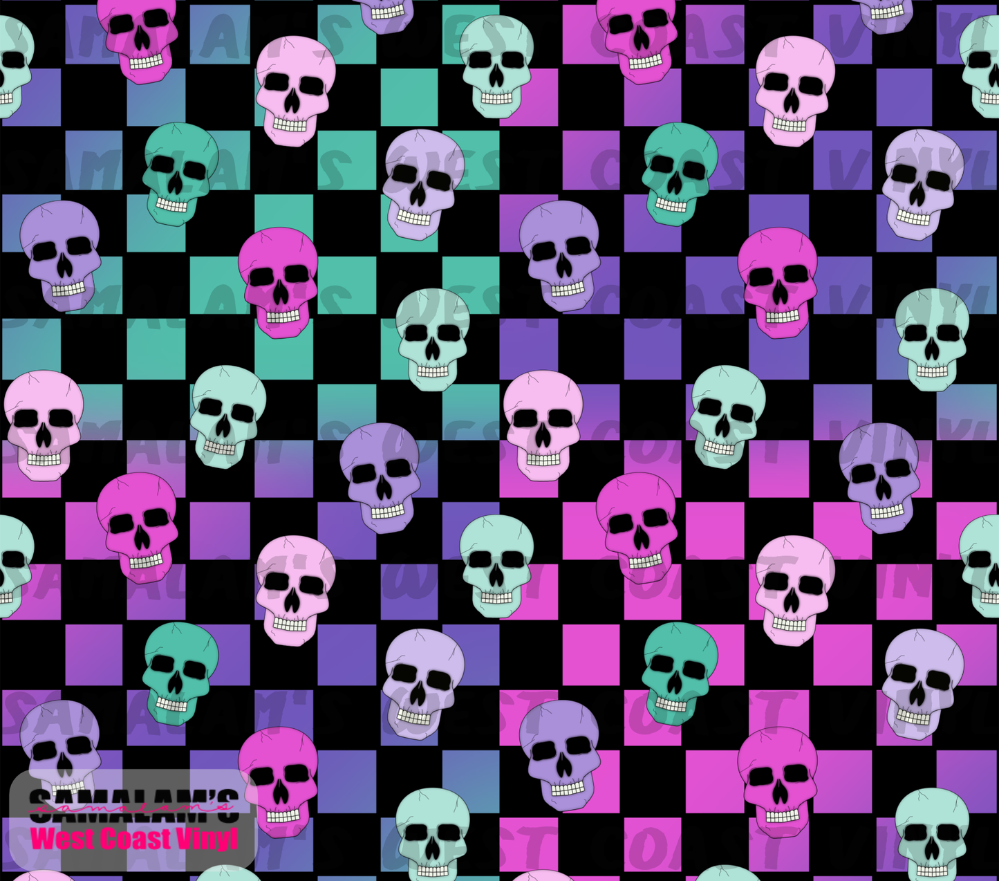 Skull Coloured Checkered - Tumbler Wrap