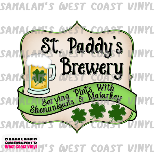 St. Paddy's Brewery - Clear Cast Decal