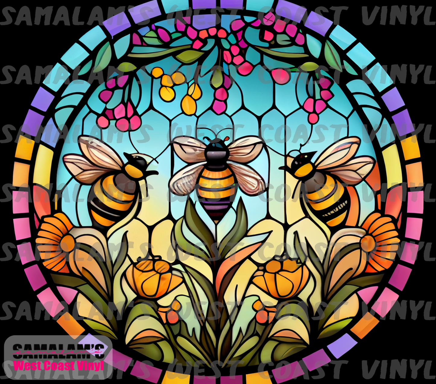 Stained Glass - Bees - Tumbler Wrap