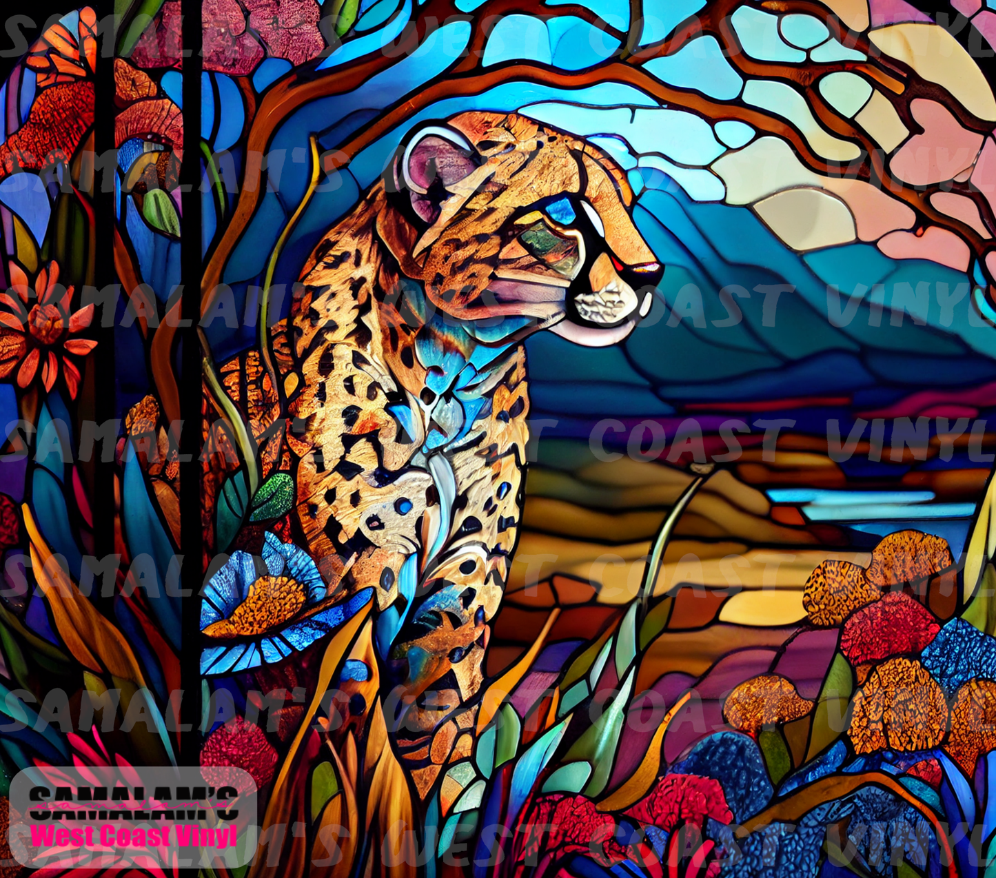 Stained Glass - Cheetah - Tumbler Wrap