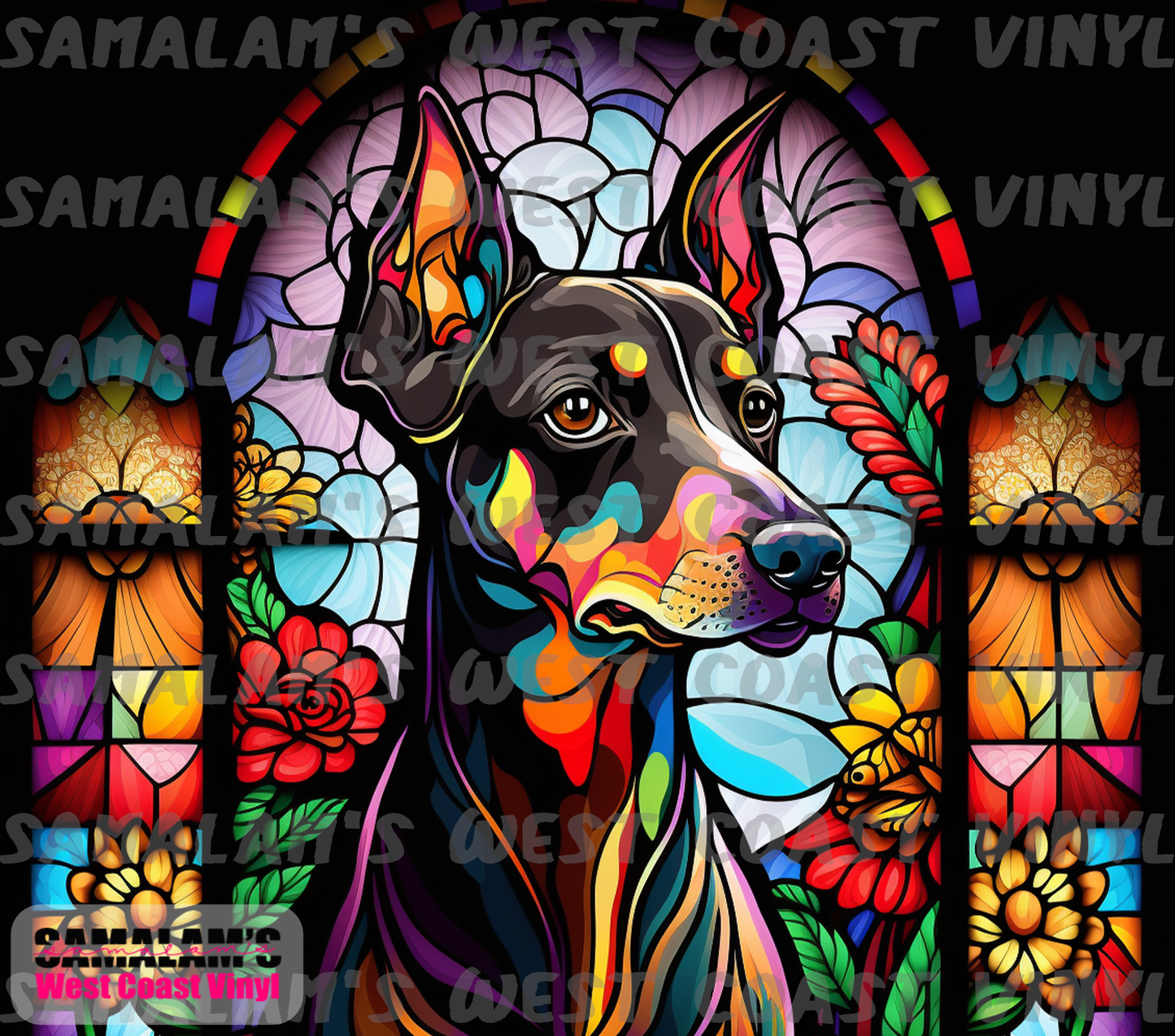 Stained Glass - Doberman - Tumbler Wrap