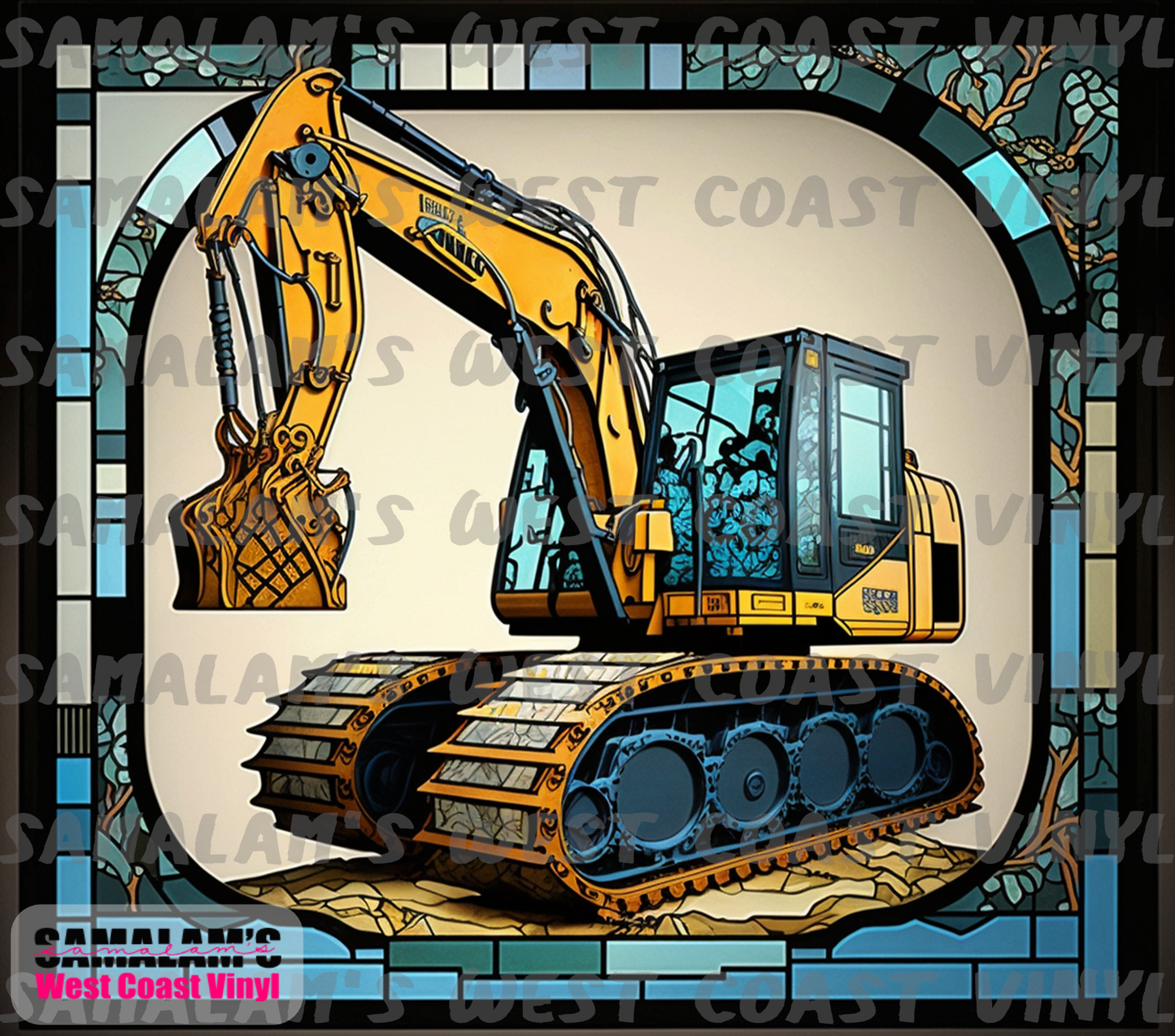 Stained Glass - Excavator - Tumbler Wrap