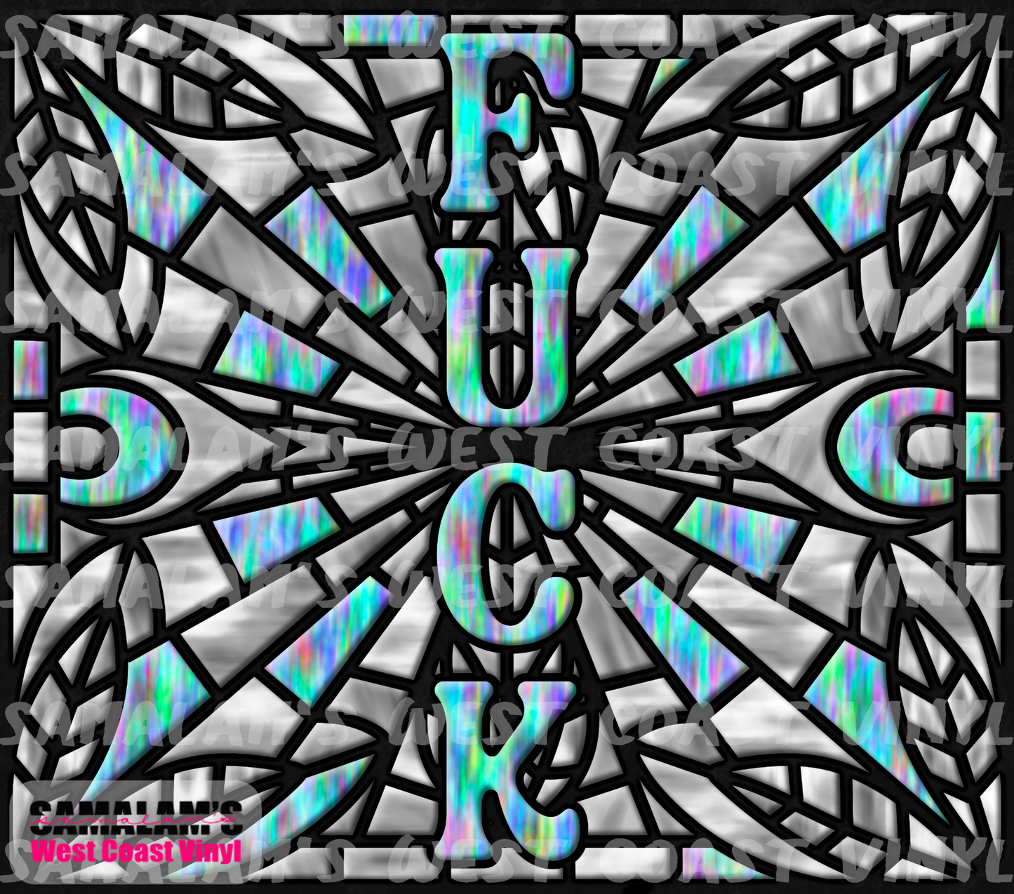 Stained Glass - Fuck (Grey) - Tumbler Wrap