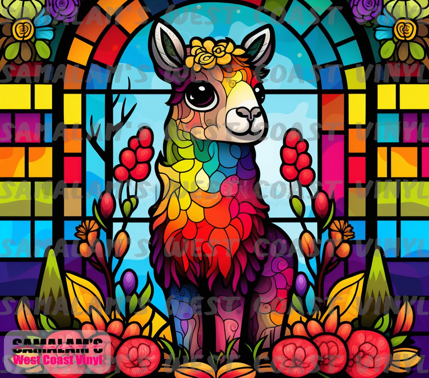 Stained Glass - Llama - Tumbler Wrap