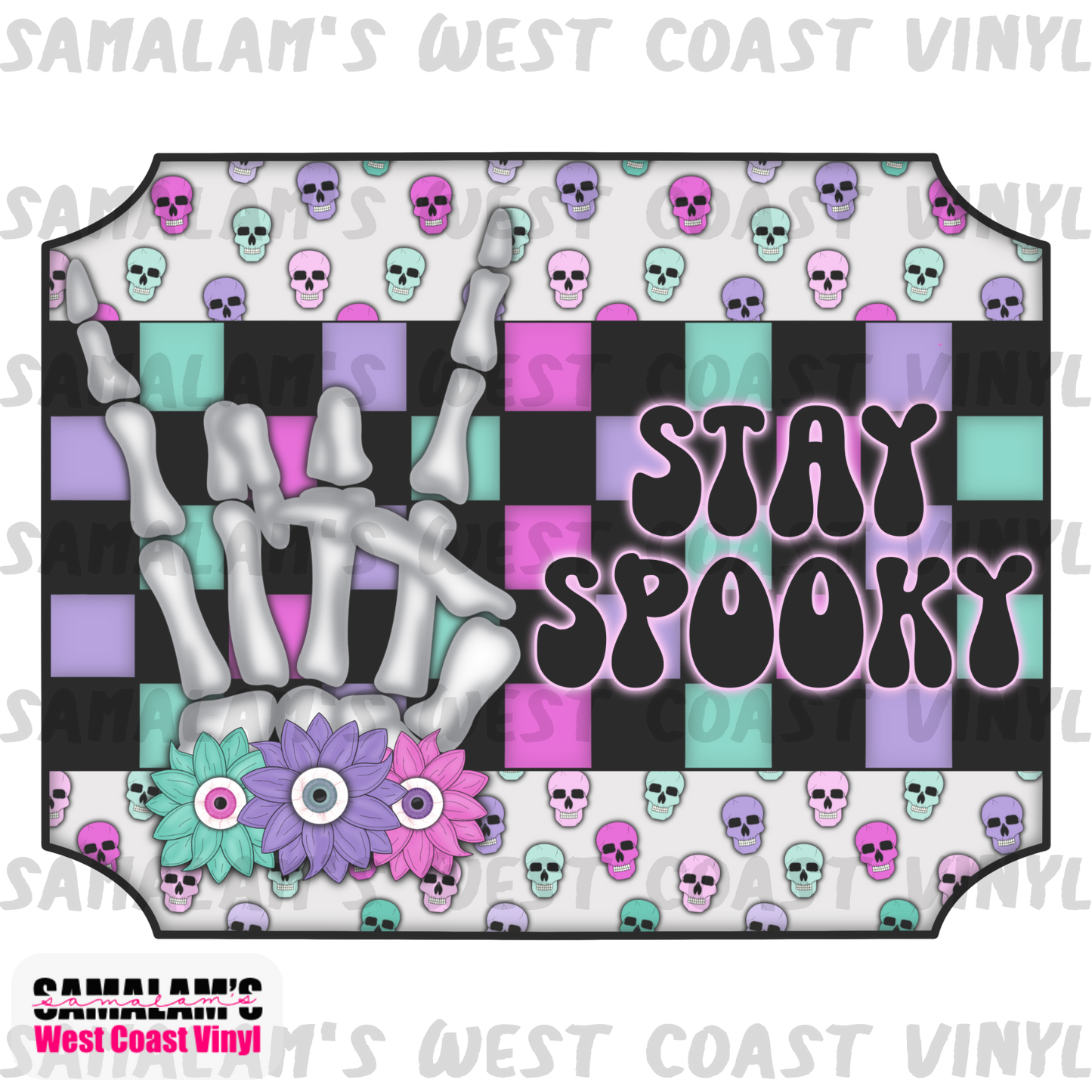 Stay Spooky Checkered - Clear Cast Decal
