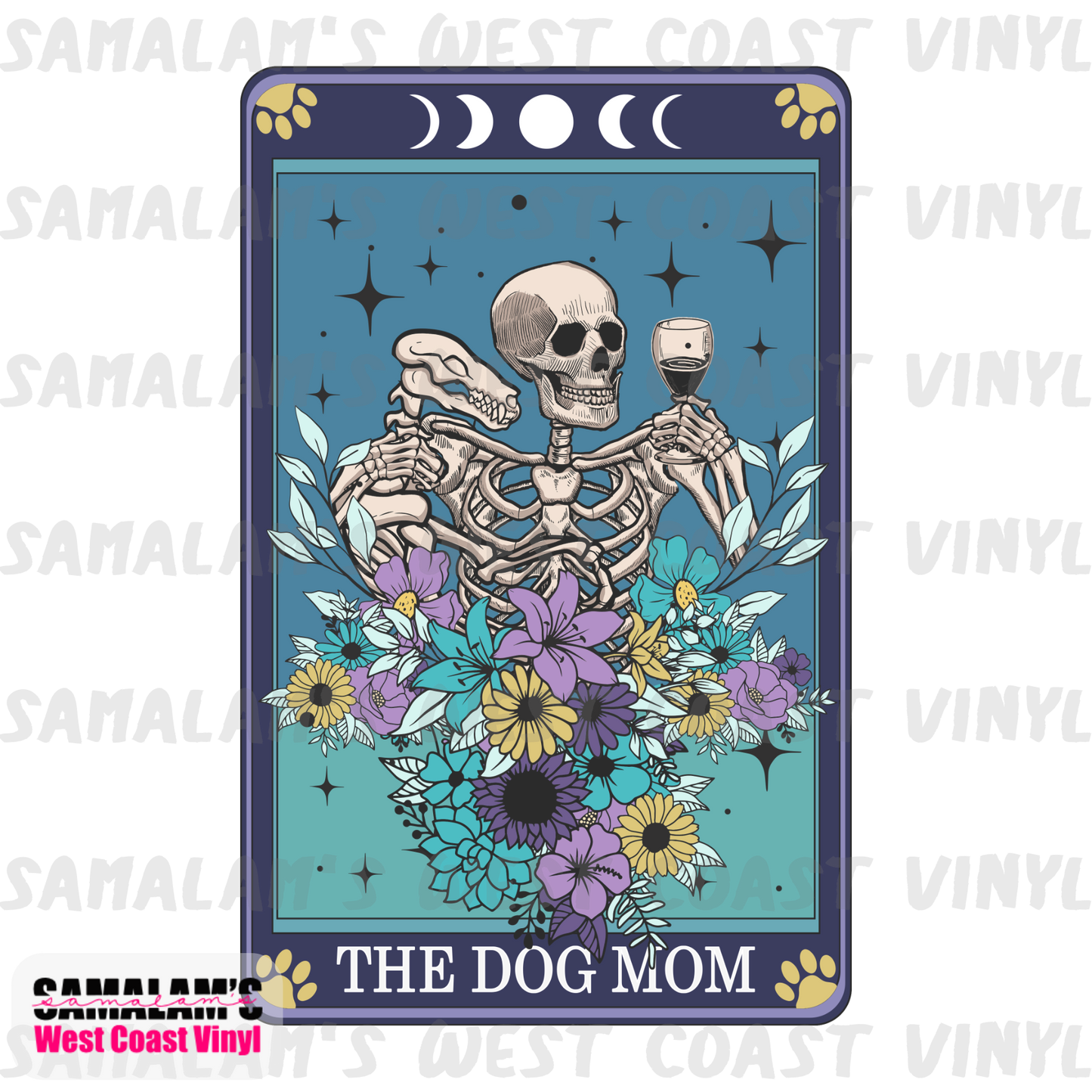 Tarot Skeletons - The Dog Mom - Clear Cast Decal