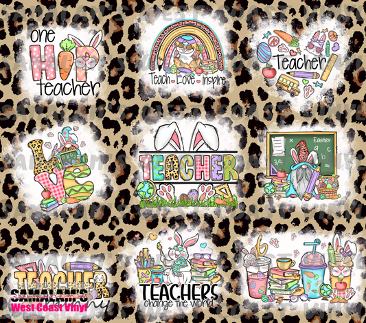 Teacher - Easter - Leopard - Tumbler Wrap