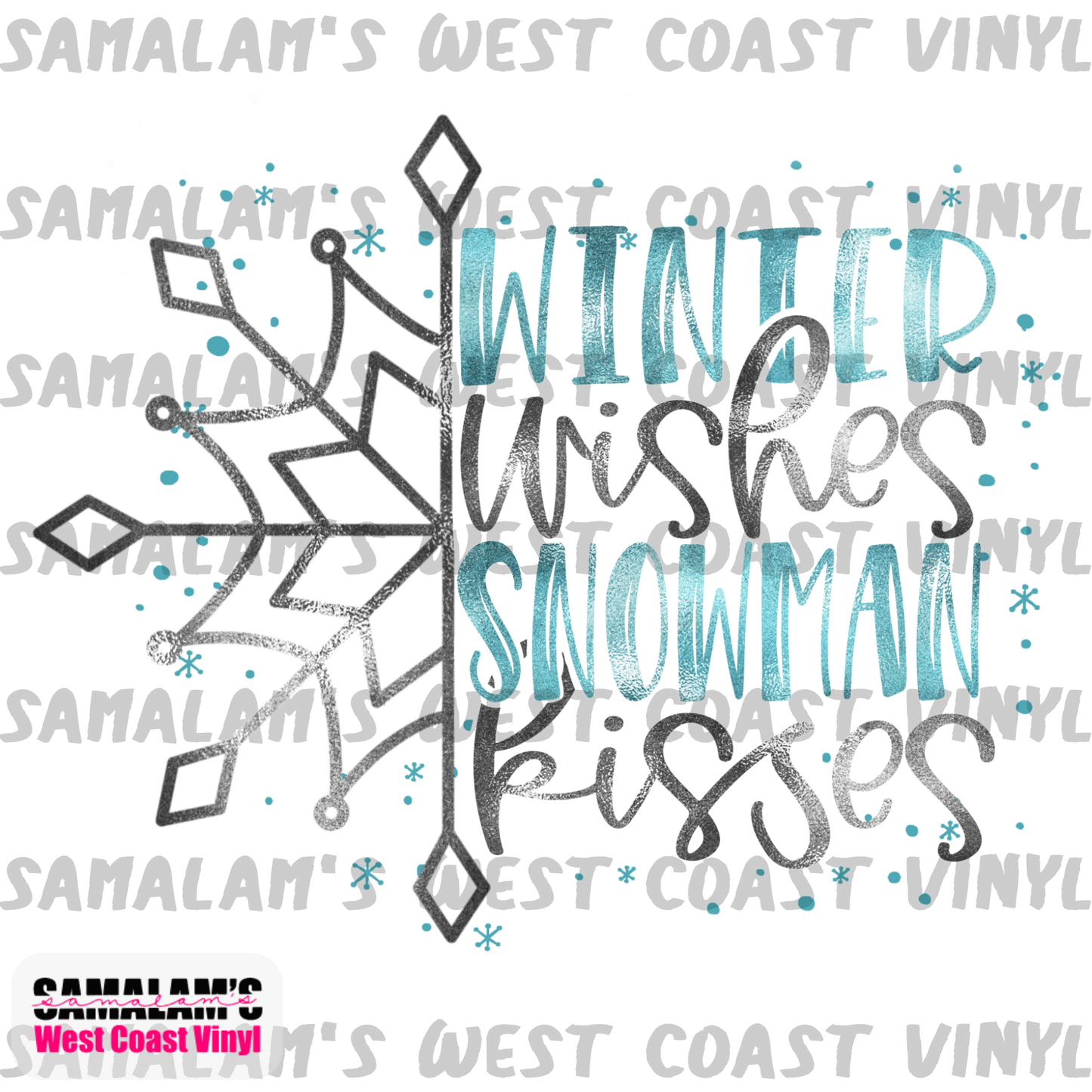 Winter Wishes - Blue Silver - Clear Cast Decal