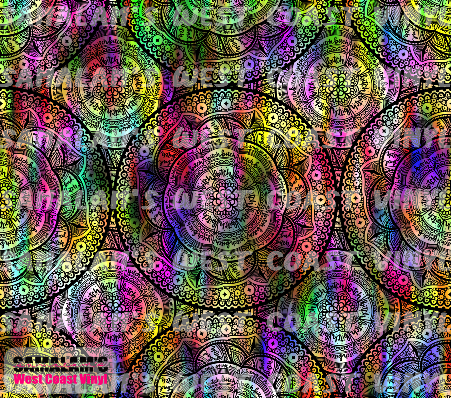 Bitch Mandala - Tie Dye - Rainbow - Tumbler Wrap