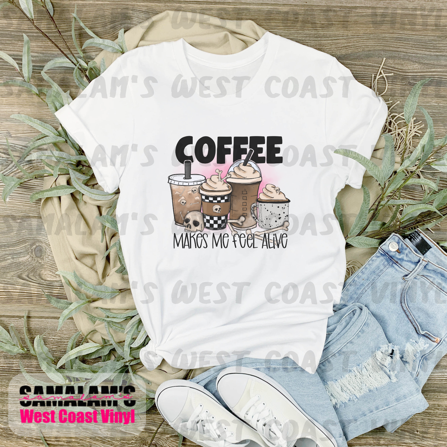 Coffee Makes Me Feel Alive Pink - Sublimation Transfer