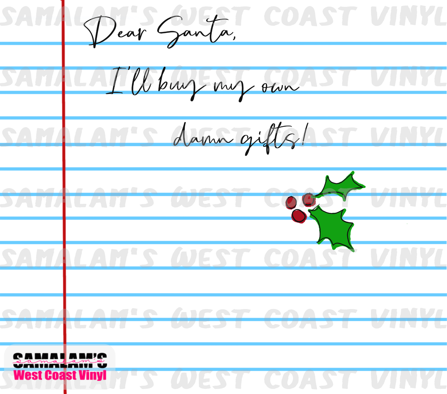 Dear Santa - Tumbler Wrap