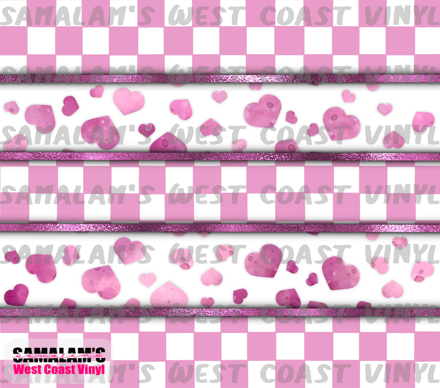 Pink Checkered & Hearts - Tumbler Wrap