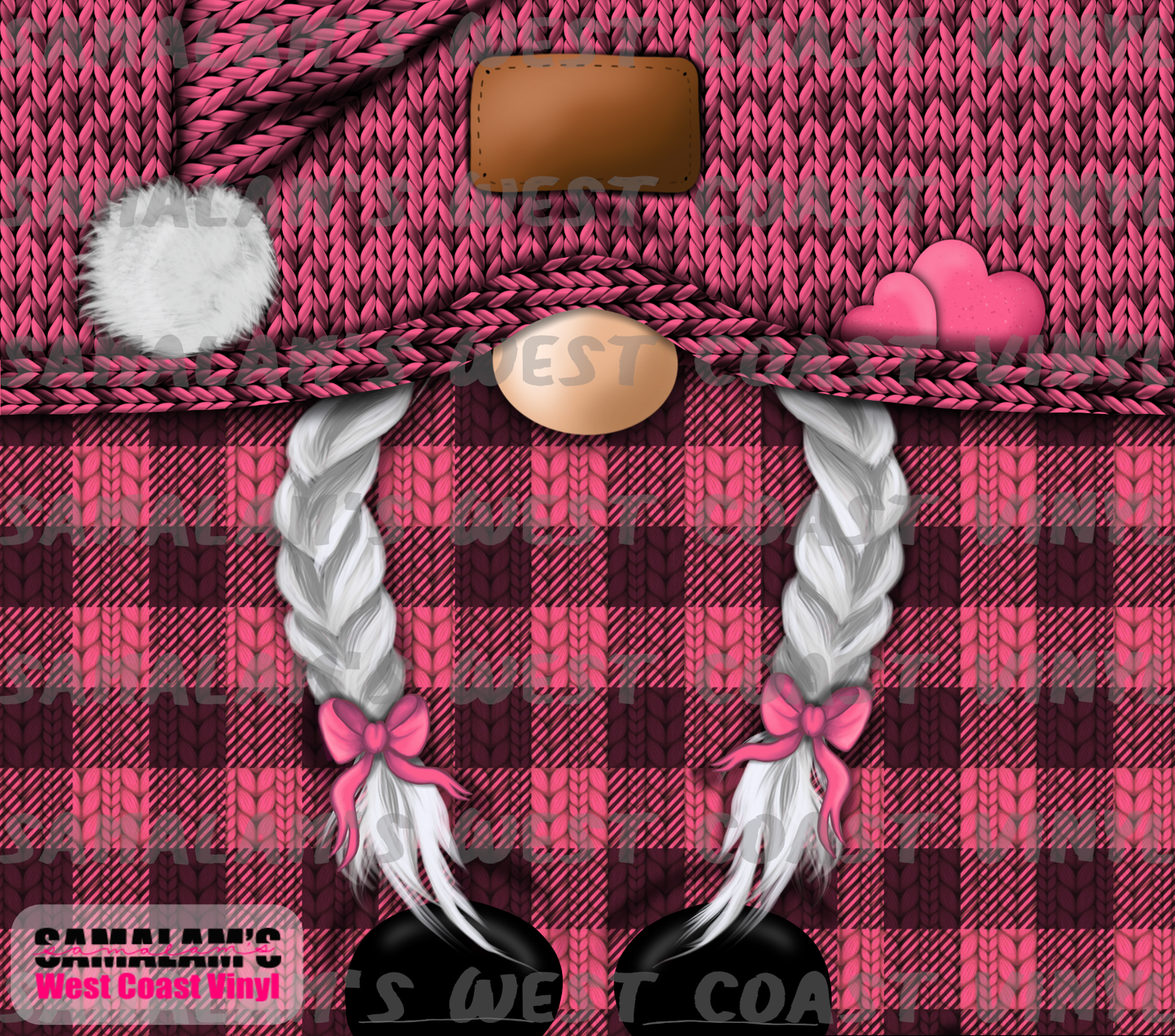 Pink Plaid - Girl Gnome - Tumbler Wrap