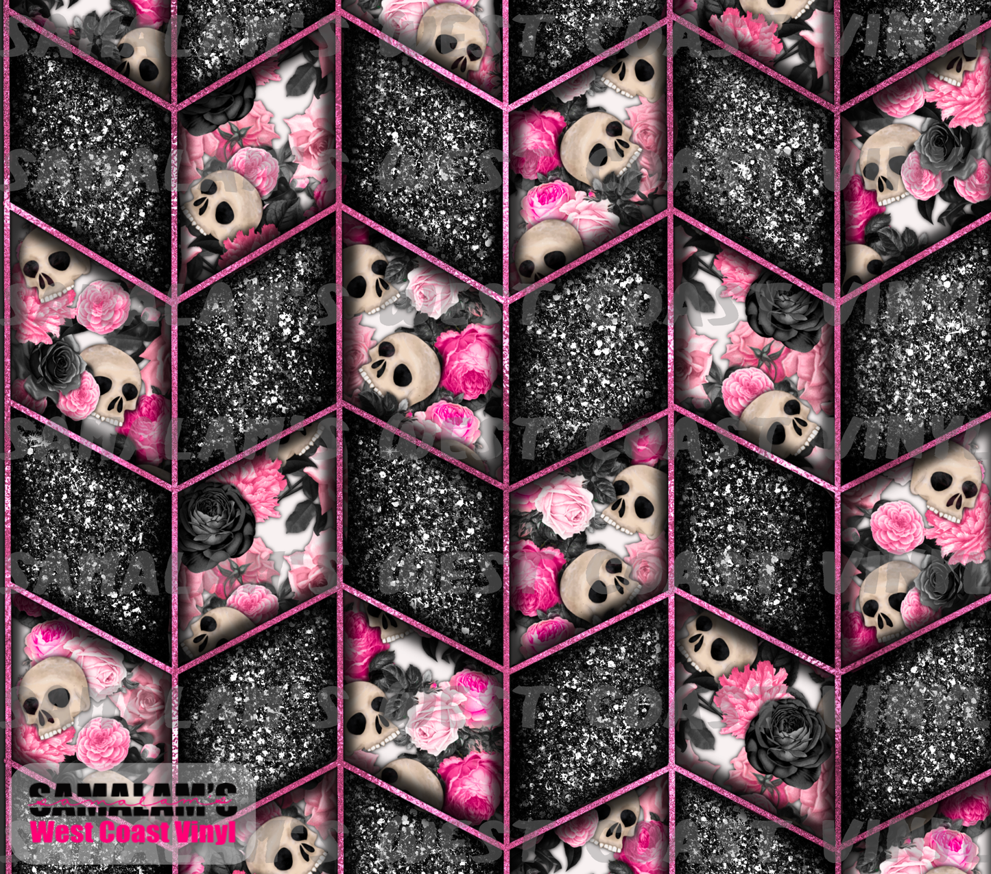 Pink Skull Tangram - Tumbler Wrap