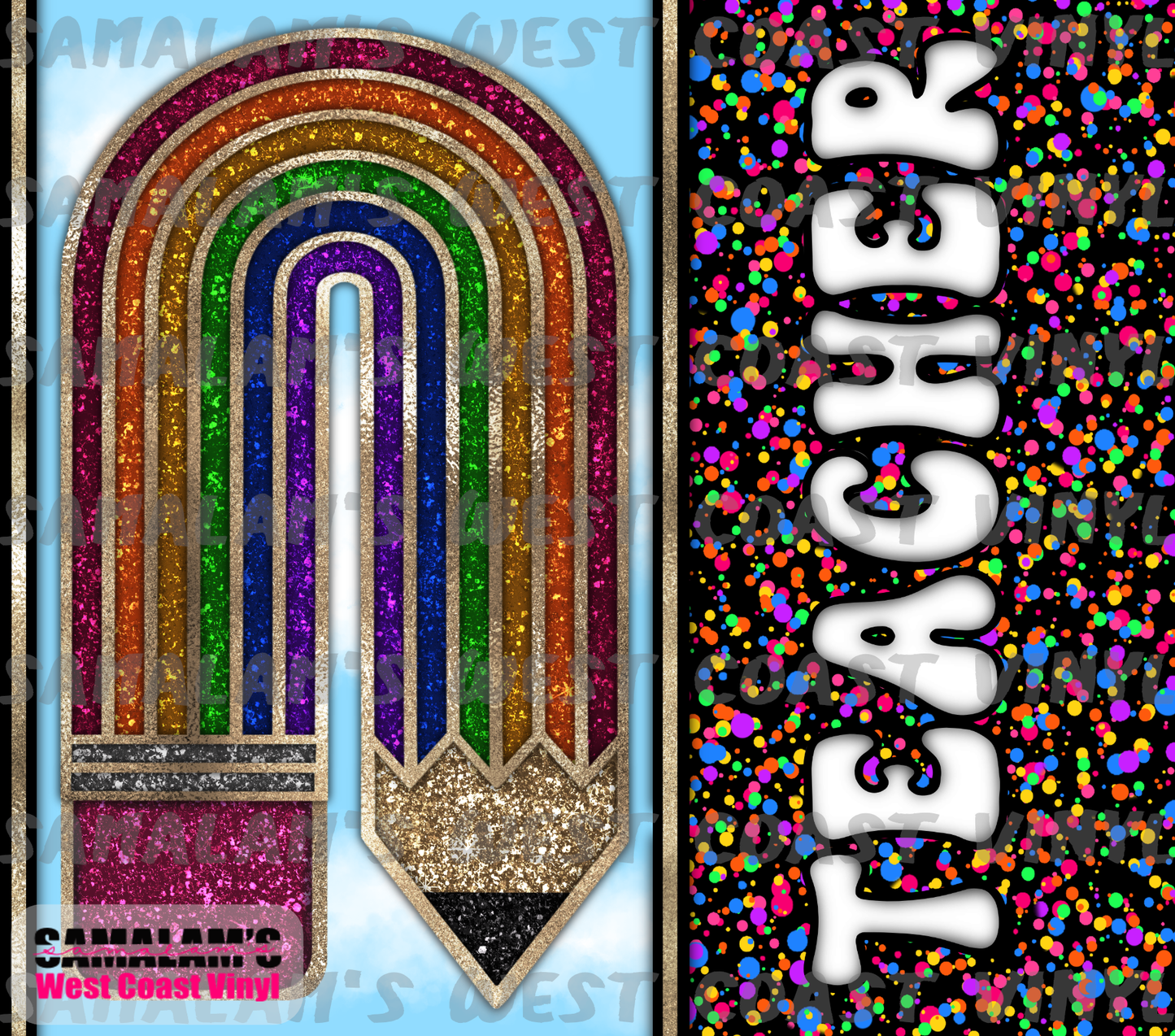 Rainbow Pencil Teacher - Tumbler Wrap