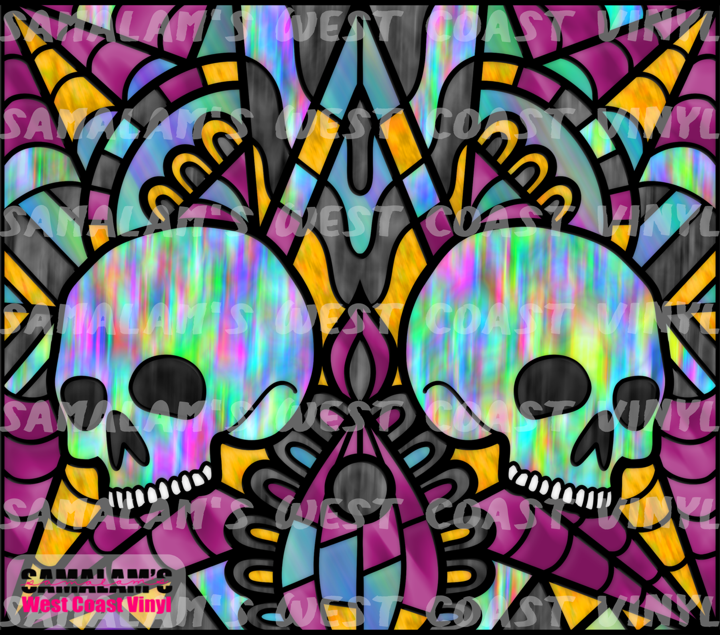 Stained Glass - Skull - Magenta Yellow - Tumbler Wrap
