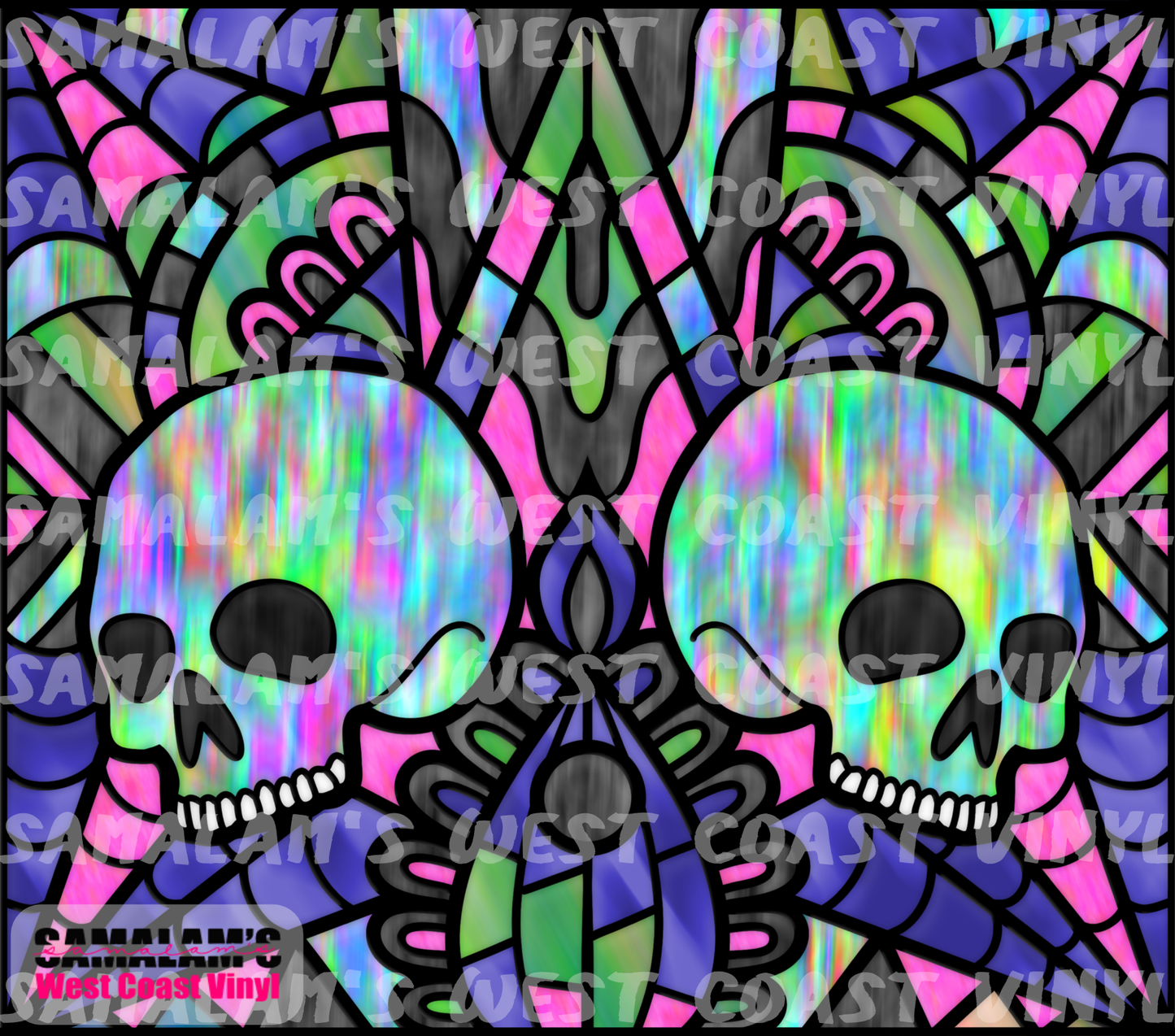 Stained Glass - Skull - Purple Pink - Tumbler Wrap