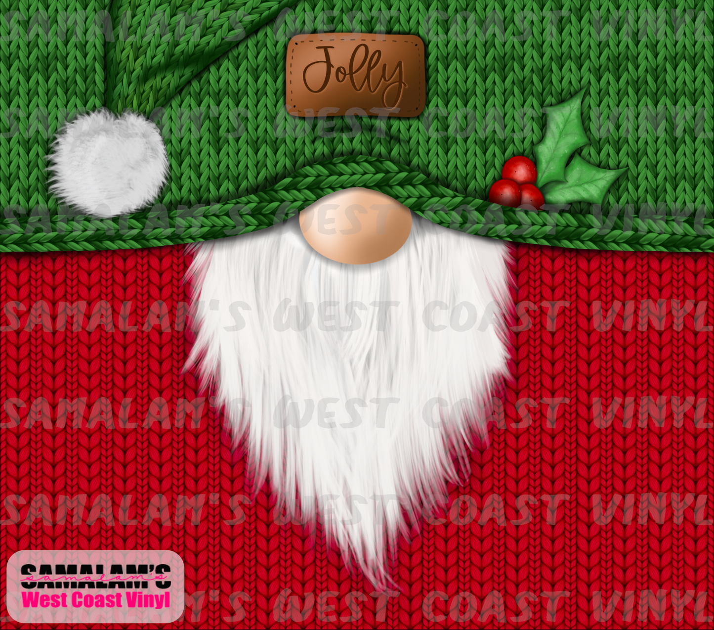Christmas Gnome - Holly - Tumbler Wrap